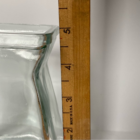 Glass Bulb Vase Square Clear With Flared Top 5” Tall EUC Flower Floral Flared - Picture 5 of 13